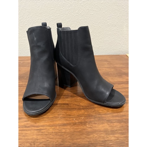 BC Shoe Women 8.5 Peep toe Bootie Black‎ Heel Breezy - Picture 1 of 9